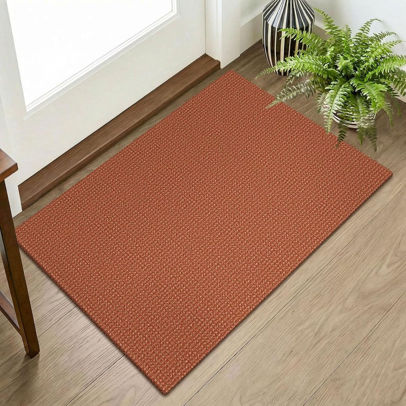 KOZYFLY Indoor Door Mat 2x3 ft Small Area Rugs Washable Front Door Mat Non Slip Rubber Backed Entryway Rug Cotton Entrance Doormat for Front Porch Bathroom Kitchen Bedroom, Orange/Tan - Image 1