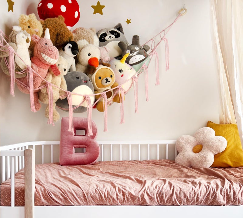mirolam Stuffed Animal Storage Hammock Corner Net - Pink Room Christmas Decor for Teen Girls - Toys Storage Hanging Stuff Animal Organizer Holder Cute Stuff - Boho Nursery Dorm Bedoom Decor Aesthetic - Image 2