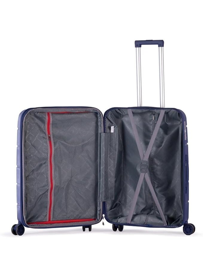 شنطة سفر كبيرة بعجلات – مقاس 80 سم – خفيفة ومتينة – باللون الأزرق - Image 2