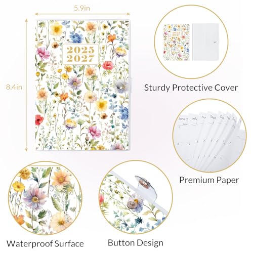 KONVINIT 2025-2027 Monthly Planner, 30 Months Calendar Planner 2026 - Runs From July 2025 Until December 2027, 5.9'' x 8.4'', Floral Monthly Planner 2025-2027 for Office Supplies - Image 2