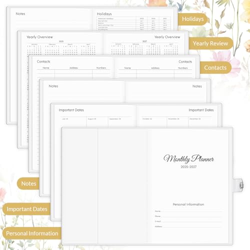 KONVINIT 2025-2027 Monthly Planner, 30 Months Calendar Planner 2026 - Runs From July 2025 Until December 2027, 5.9'' x 8.4'', Floral Monthly Planner 2025-2027 for Office Supplies - Image 5