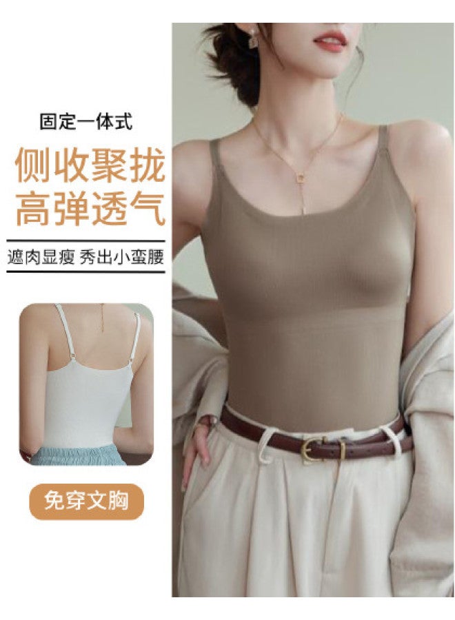 Goso Seamless Backless Bra With Padded Inserts For Women, Wearable As Outerwear Camisole - Image 1
