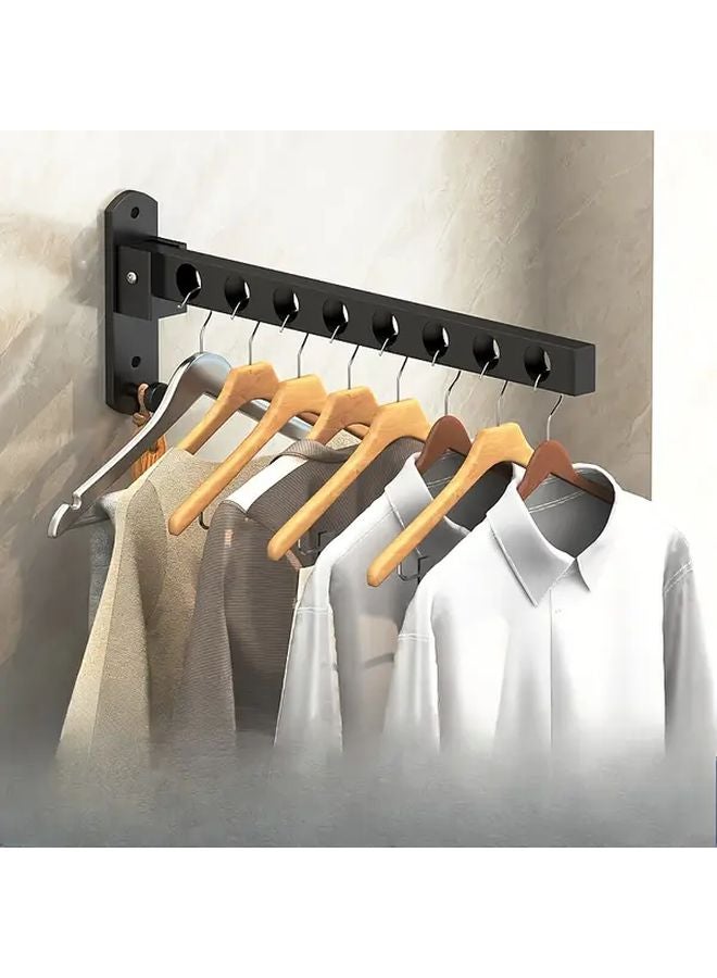 3pcs Black Wall Mounted Foldable Drying Rack Heavy Duty Carbon Steel No Drill Installation - Image 3