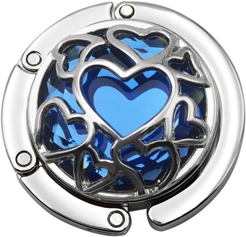 Grtdrm Multiple Hearts Style Premium Foldable Handbag Bag Purse Hanger Table Hook Holder (Blue) - Image 1