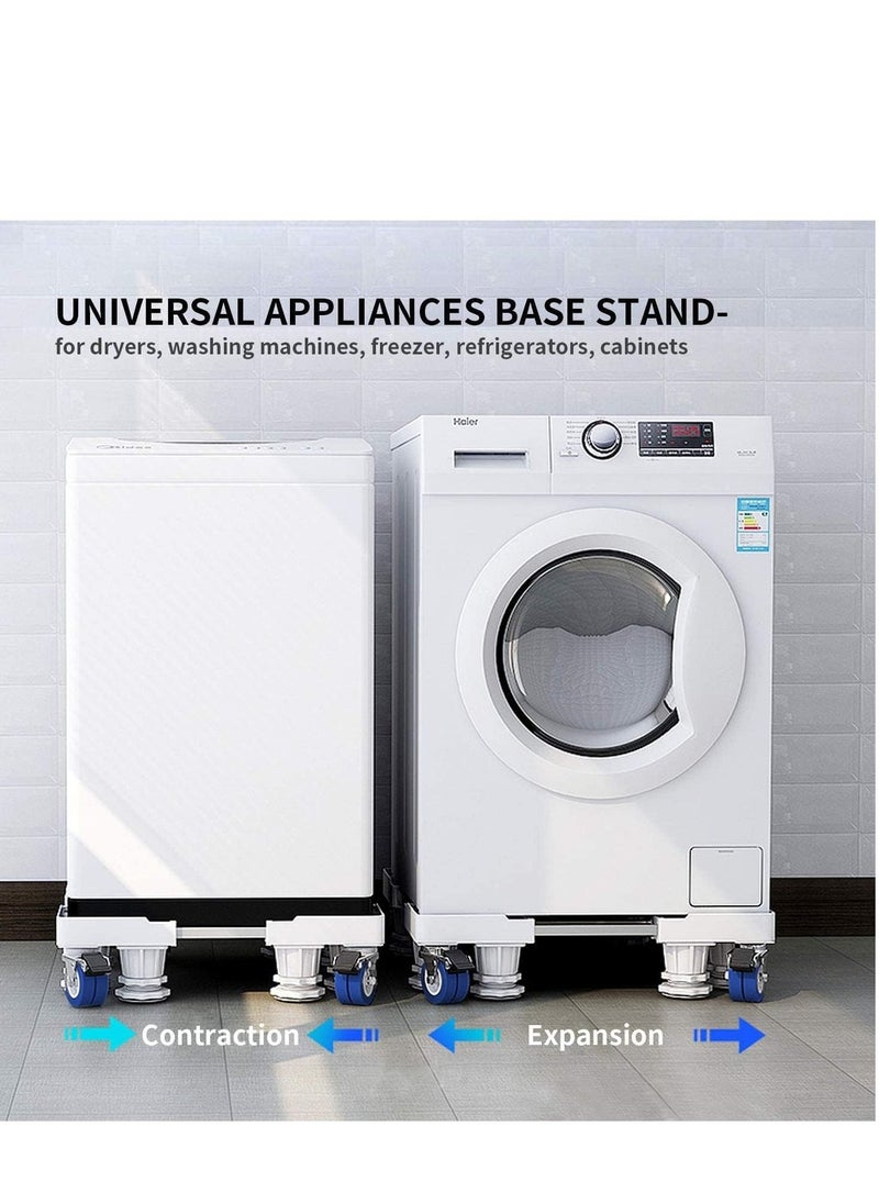 Arabest - Multi-functional Double Tube Washing Machine Base, Refrigerator Stand with Movable Roller, Grey - 8 Strong Feet & 4 Locking Rubber Swivel - Image 1
