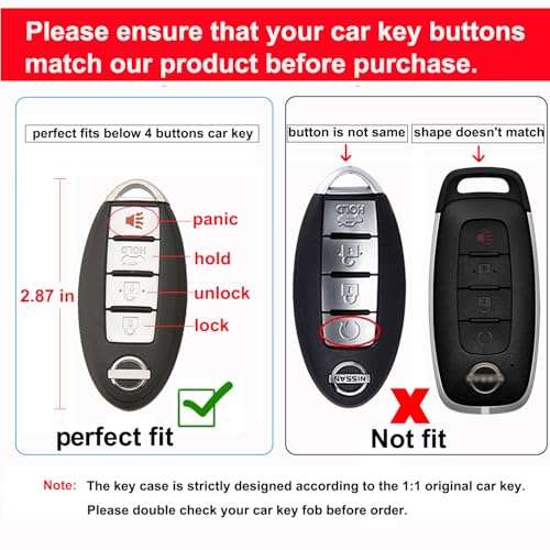 SUNCARACCL for Nissan Key Fob Cover with Leather Keychain Soft TPU Full Cover Protection Key Case for Altima Maxima Rogue Armada Pathfinder Smart KeyBlack - Image 3