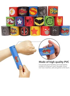 NIBEMINENT Superhero Slap Bracelet, 86PCS Superhero Birthday Party Supplies Favors for Kids Boys & Girls - 36PCS Superhero Slap Bracelet & 50PCS Superhero Stickers  - Image 4