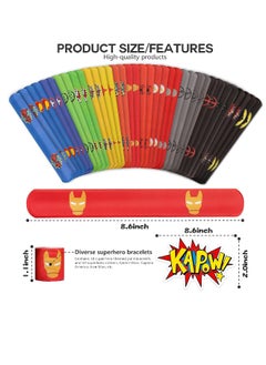 NIBEMINENT Superhero Slap Bracelet, 86PCS Superhero Birthday Party Supplies Favors for Kids Boys & Girls - 36PCS Superhero Slap Bracelet & 50PCS Superhero Stickers  - Image 5