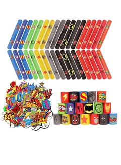 NIBEMINENT Superhero Slap Bracelet, 86PCS Superhero Birthday Party Supplies Favors for Kids Boys & Girls - 36PCS Superhero Slap Bracelet & 50PCS Superhero Stickers  - Image 1