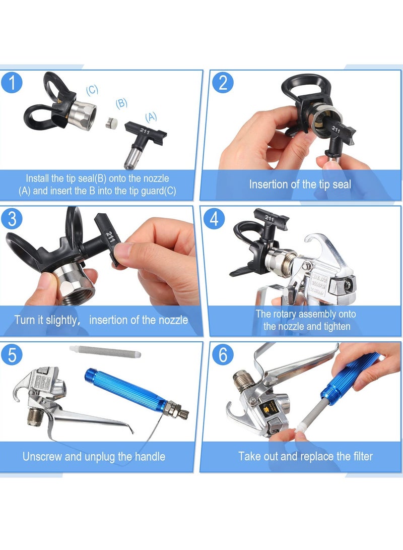 Professional Airless Paint Sprayer Gun Set with 5 Spray Tips and Filters, Complete 12-Piece Accessory Kit for Smooth Finishes - Image 4