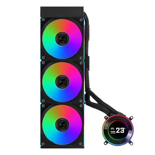 Lian Li Hydroshift IIC 360CL RGB Liquid CPU Cooler 360mm AIO 3X 120 RGB Fans 21 IPS LCD Screen 3 Control Mode Flexible Tubes Clamp LGA 18511700 AMD AM5AM4 Black HS2LCD36RB - Image 1