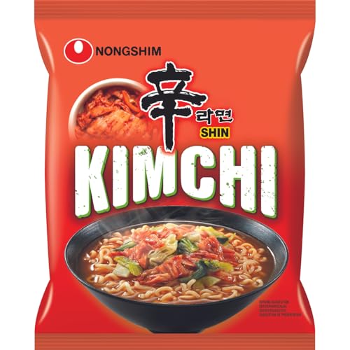 Nongshim Kimchi Ramyun Noodle Soup, 120 g, Orange & Black, Medium, (7681) - Image 1