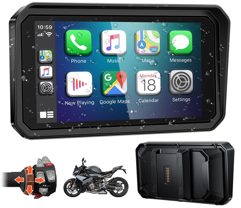 YZW GPS Screen Motorcycle CarPlay Fit for BMW, 6" QLED Waterproof Touch Screen/HD/1000 Nits/60Hz, Wonder Wheel, Data Reading, Plug&Play, Lossless Installation, Android Auto, BT, TPMS, Native Protocol - Image 1