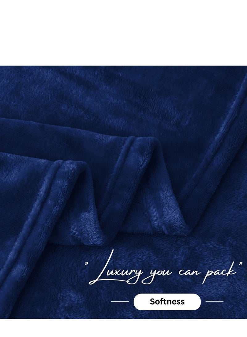 BSB HOME Plain Polar Fleece Heavy Weight Single Bed Travel Blanket Warm Soft & Comfortable for Winter/AC Room/Hotel/Donation/Travelling (Navy Blue, 800 Gram, 60X90 Inches - Image 3