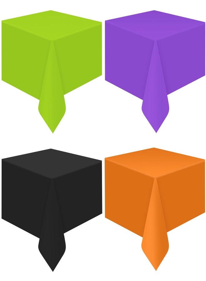 MASHAN 4Pcs Halloween Tablecloth Plastic Orange Black Purple Green Table Cloths Disposable Rectangle Table Covers for Halloween Theme Kids Birthday Witch Vampire Party Decorations, 54 x 108 Inch - Image 1