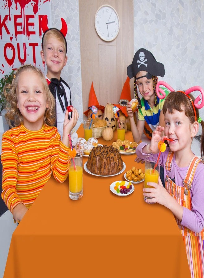 MASHAN 4Pcs Halloween Tablecloth Plastic Orange Black Purple Green Table Cloths Disposable Rectangle Table Covers for Halloween Theme Kids Birthday Witch Vampire Party Decorations, 54 x 108 Inch - Image 5