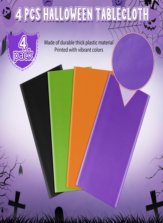 MASHAN 4Pcs Halloween Tablecloth Plastic Orange Black Purple Green Table Cloths Disposable Rectangle Table Covers for Halloween Theme Kids Birthday Witch Vampire Party Decorations, 54 x 108 Inch - Image 4