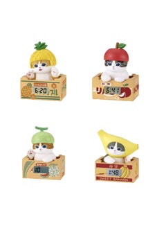Generic Cute Elephant Slide Cat Box Egg Hamburger Sandwich Cat Fried Shrimp Cat Mini Food Play Ornaments Toy Doll-color:4 24th Generation Boxed Carton Cats  - Image 1