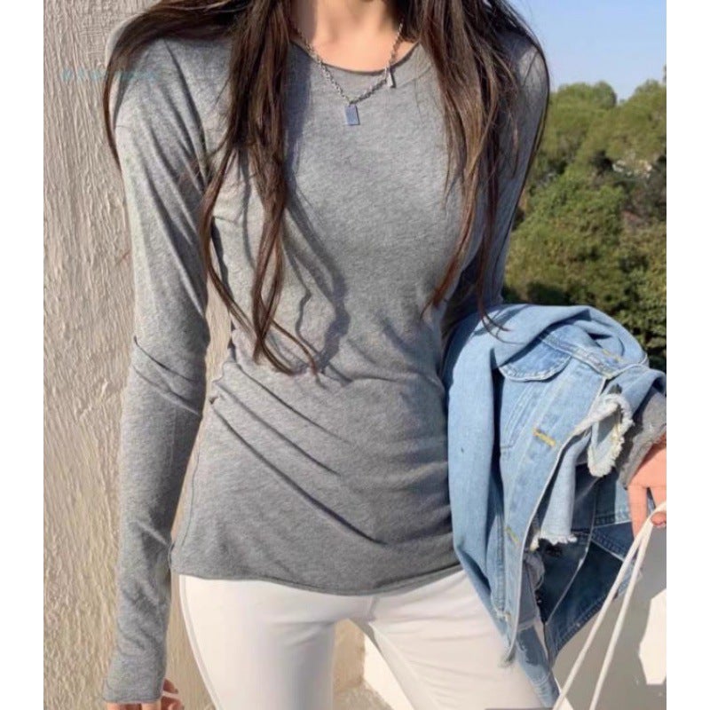 2026 Early Spring Solid Color Thin Sun-Protective Long-Sleeve T-Shirt For Women, New Summer Style, Slim Fit, Versatile, Ice Silk Breathable Top - Image 5