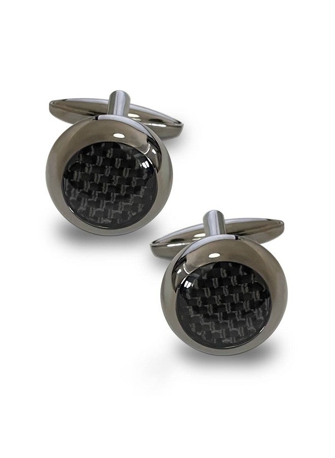 Merit Ocean Black Carbon Fiber Cufflinks For Mens Shirt Wedding Business Gift - Image 1
