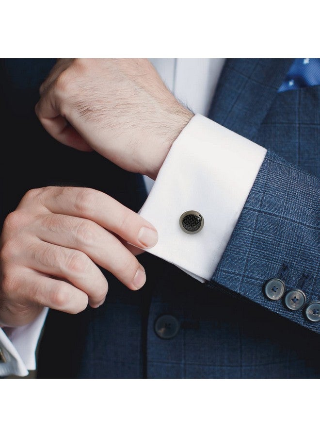 Merit Ocean Black Carbon Fiber Cufflinks For Mens Shirt Wedding Business Gift - Image 2