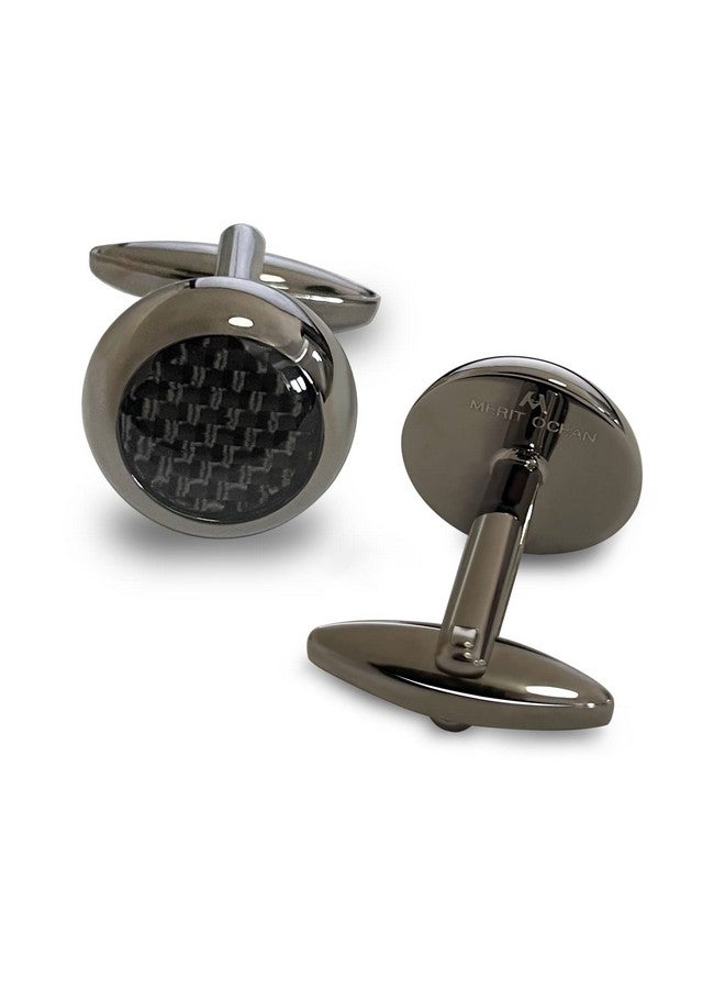Merit Ocean Black Carbon Fiber Cufflinks For Mens Shirt Wedding Business Gift - Image 3