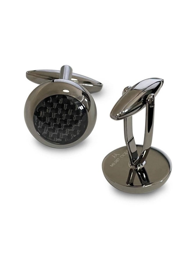 Merit Ocean Black Carbon Fiber Cufflinks For Mens Shirt Wedding Business Gift - Image 4
