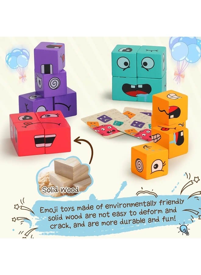 الأورلار لعبة المكعبات الخشبية لتغيير التعبيرات للأطفال من عمر 3 سنوات فما فوق - تعليمية وممتعة - Image 1