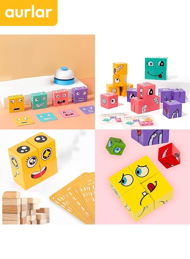 الأورلار لعبة المكعبات الخشبية لتغيير التعبيرات للأطفال من عمر 3 سنوات فما فوق - تعليمية وممتعة - Image 2