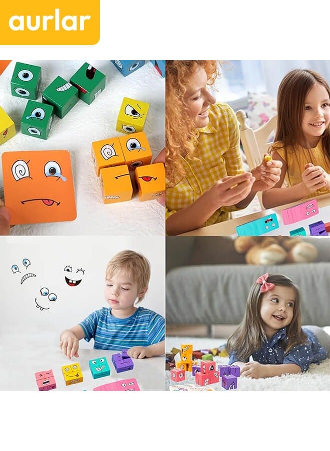 الأورلار لعبة المكعبات الخشبية لتغيير التعبيرات للأطفال من عمر 3 سنوات فما فوق - تعليمية وممتعة - Image 4