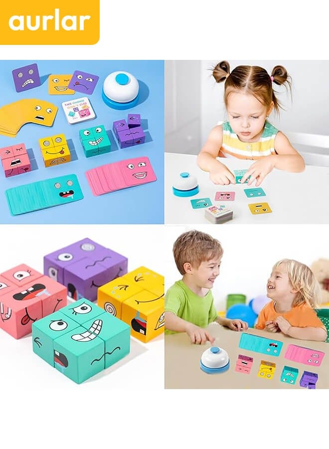 الأورلار لعبة المكعبات الخشبية لتغيير التعبيرات للأطفال من عمر 3 سنوات فما فوق - تعليمية وممتعة - Image 3