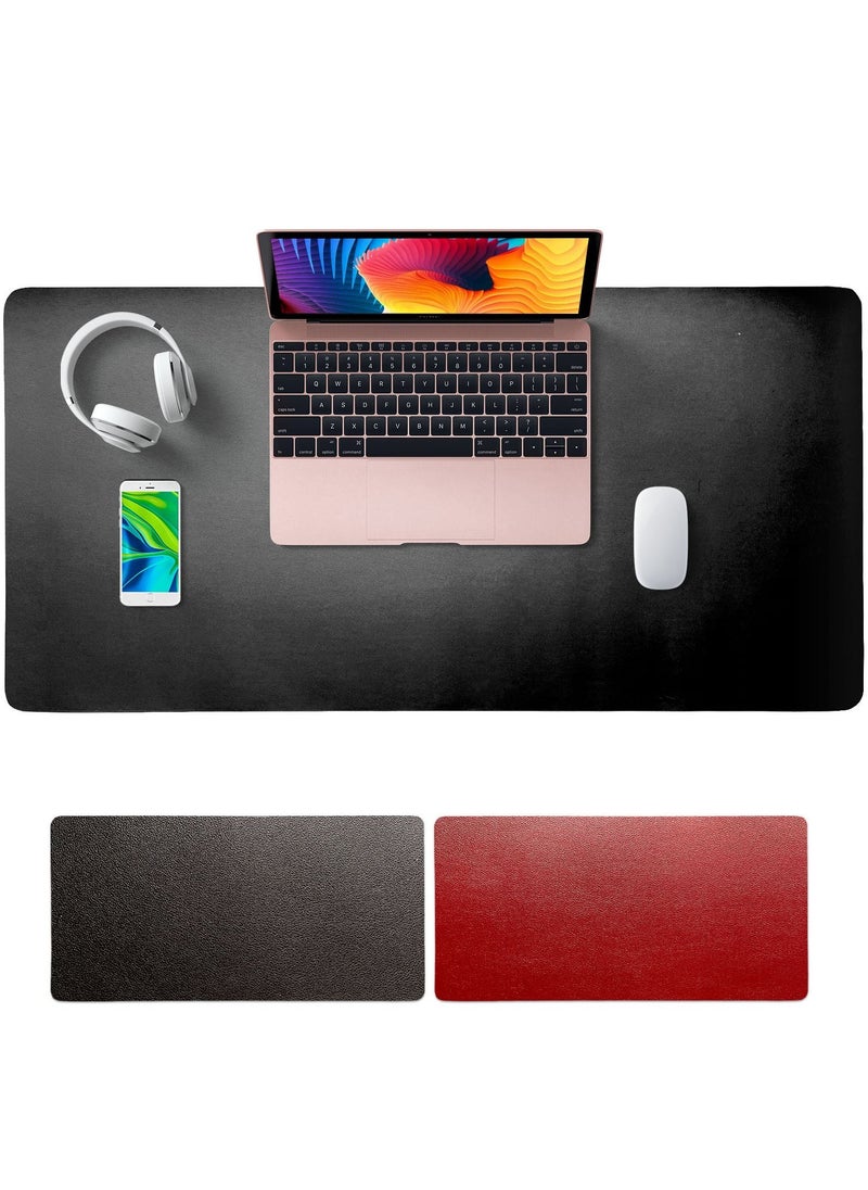 SKY-TOUCH - Multifunctional Desk Pad PU Computer Mouse Pad Office Desk Mat Extended Gaming Mouse Pad Non-Slip Waterproof Dual-Side Use Desk Mat Protector 80cm x 40cm Red/Black - Image 1