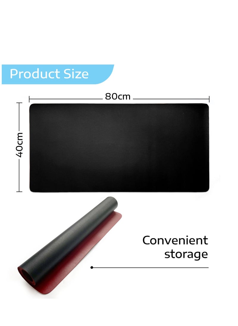 SKY-TOUCH - Multifunctional Desk Pad PU Computer Mouse Pad Office Desk Mat Extended Gaming Mouse Pad Non-Slip Waterproof Dual-Side Use Desk Mat Protector 80cm x 40cm Red/Black - Image 1