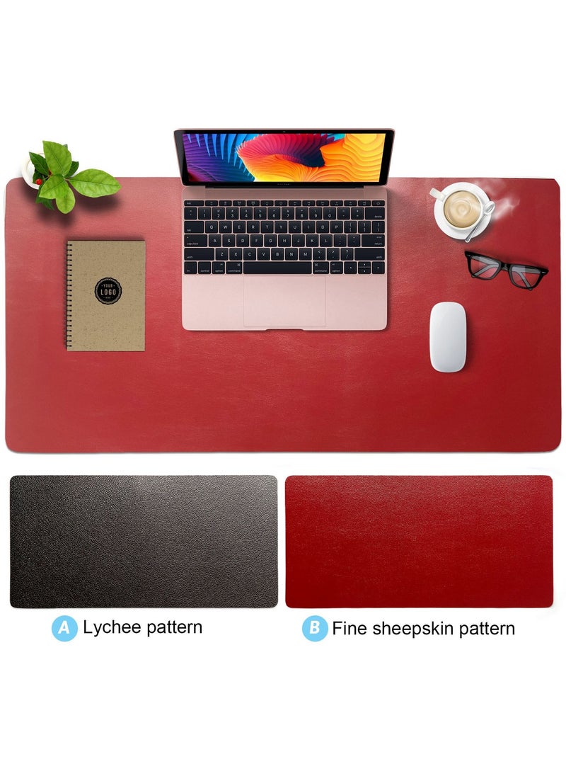SKY-TOUCH - Multifunctional Desk Pad PU Computer Mouse Pad Office Desk Mat Extended Gaming Mouse Pad Non-Slip Waterproof Dual-Side Use Desk Mat Protector 80cm x 40cm Red/Black - Image 1