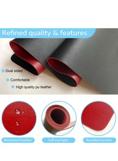 SKY-TOUCH Multifunctional Desk Pad PU Computer Mouse Pad Office Desk Mat Extended Gaming Mouse Pad Non-Slip Waterproof Dual-Side Use Desk Mat Protector 80cm x 40cm Red/Black  - Image 3