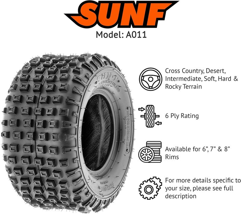 SUNF Set of 4 A011 XC Sport ATV & Go Karts Knobby Tires 145/70-6 (14x6-6), 6 PR, Tubeless - Image 2