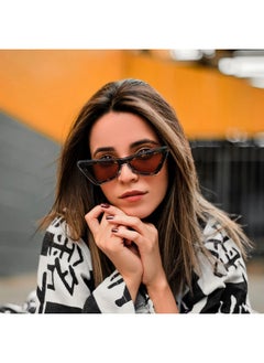 فيسيدي نظارة شمسية صغيرة للنساء بتصميم عين القطة المربعة الكلاسيكية من السبعينيات والتسعينيات بإطار سميك لحماية من الأشعة فوق البنفسجية B0007  - Image 2