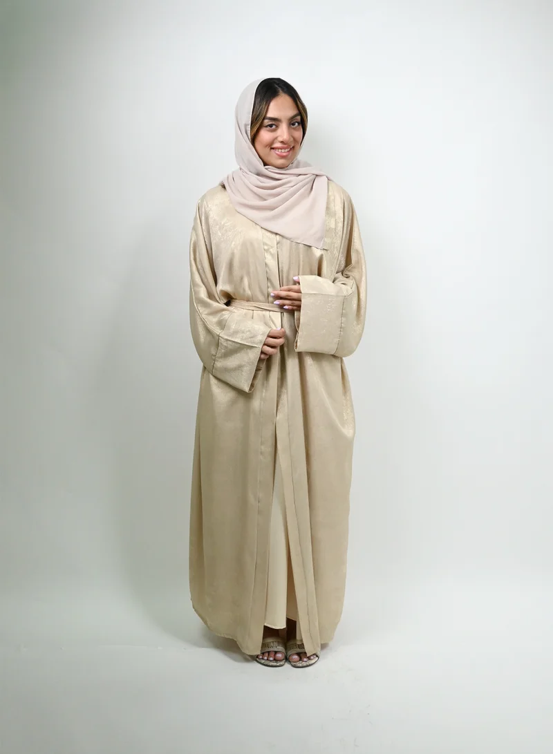 جميلة Midnight Glitz Grey Satin Foil Abaya