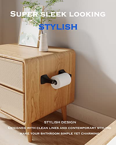 WZRUA Matte Black Toilet Paper Holder Bathroom Double Post Pivoting Tissue Roll Holder Stainless Steel and Zinc Alloy Wall Mount - Image 4