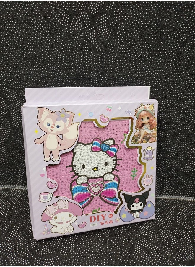 Diy - Diamond Painting Kit for Kids Develop Focus Skills and Patience, Improve Visual Coordination With a Frame (Kitty) - Image 1