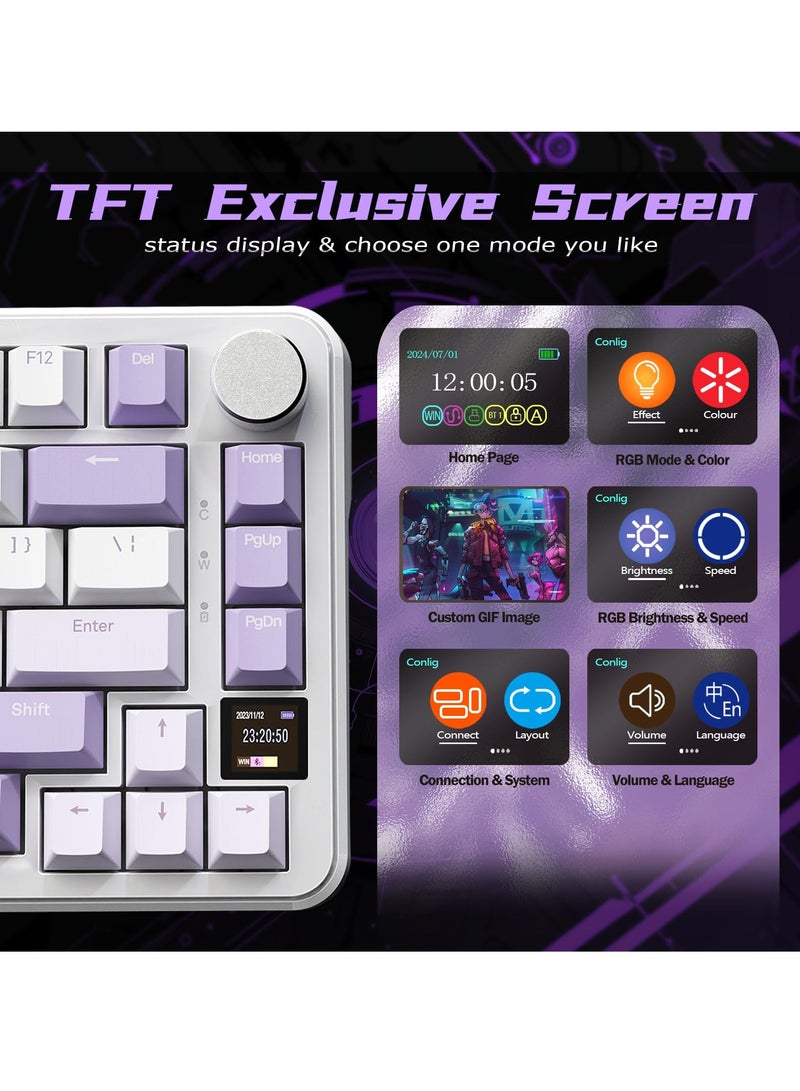 X85Pro Mechanical Gaming Keyboard Three Mode RGB Bluetooth Wireless Customizable Hot-swappable With OLED Screen for Office Use - Image 3