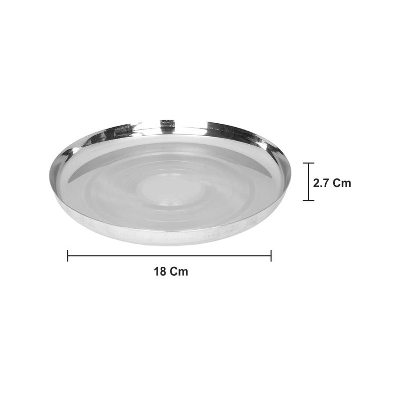 Neelam Neelam Stainless Steel 8 22 Gauge Diamond JK Khumcha Thali 18 cm Set of 4 Perfect for Daily Use Special Occasions HighQuality Food Grade Material Stylish Look Ideal for Home Restaurant  - Image 5