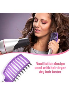 Patelai 3 Pieces Curved Vented Boar Bristle Hair Brushes Fast Dry Detangling Hair Brush Curved Vented Styling Hair Brush Fast Blow Drying Hair Brush For Wet, Long And Curly Hair, 3 Colors  - Image 3