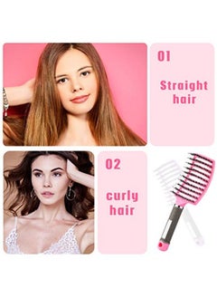 Patelai 3 Pieces Curved Vented Boar Bristle Hair Brushes Fast Dry Detangling Hair Brush Curved Vented Styling Hair Brush Fast Blow Drying Hair Brush For Wet, Long And Curly Hair, 3 Colors  - Image 1