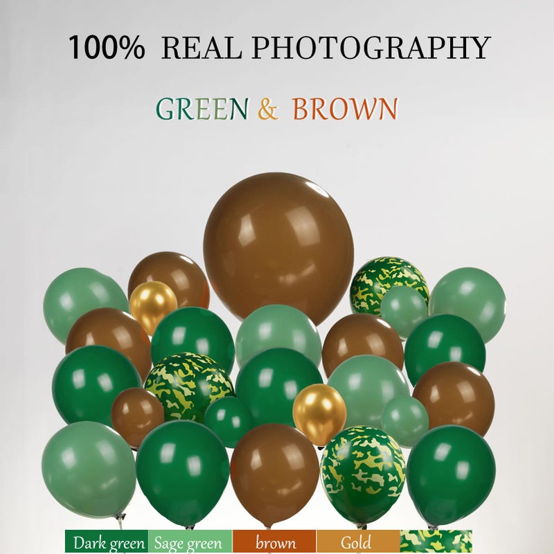 kozee TWO-Rex Dinosaur Birthday Decorations include Hunter Green Brown Gold balloon arch & small Dino Foil balloons & backdrop & footprint stickers for Kids Boys Jungle Safari Dino 2rd Party Supplies - Image 4