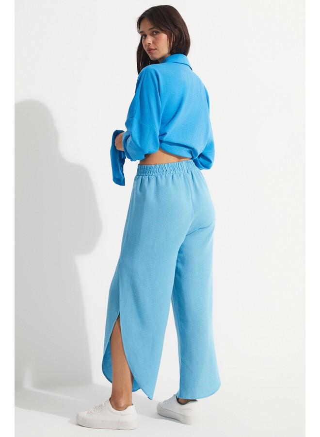 جون بنطلون جينز أزرق فاتح بفتحة جانبية مفصلة - Image 4