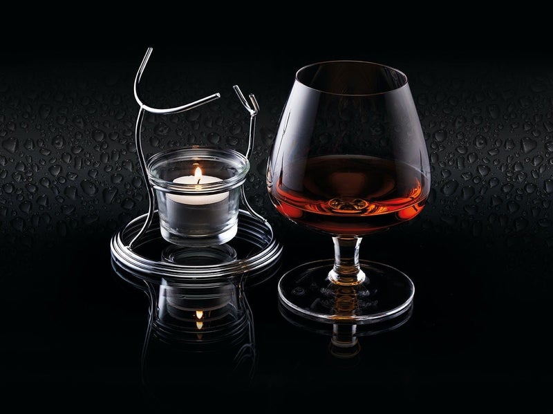 Barcraft Brandy Glass and Warmer Gift Set, 350ml Glass, Tea Light Holder and Metal Stand, 3-Piece Set - Image 2