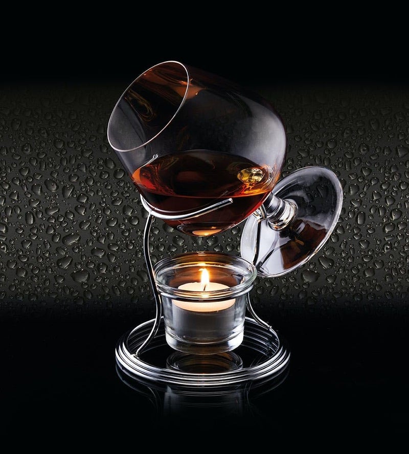 Barcraft Brandy Glass and Warmer Gift Set, 350ml Glass, Tea Light Holder and Metal Stand, 3-Piece Set - Image 4