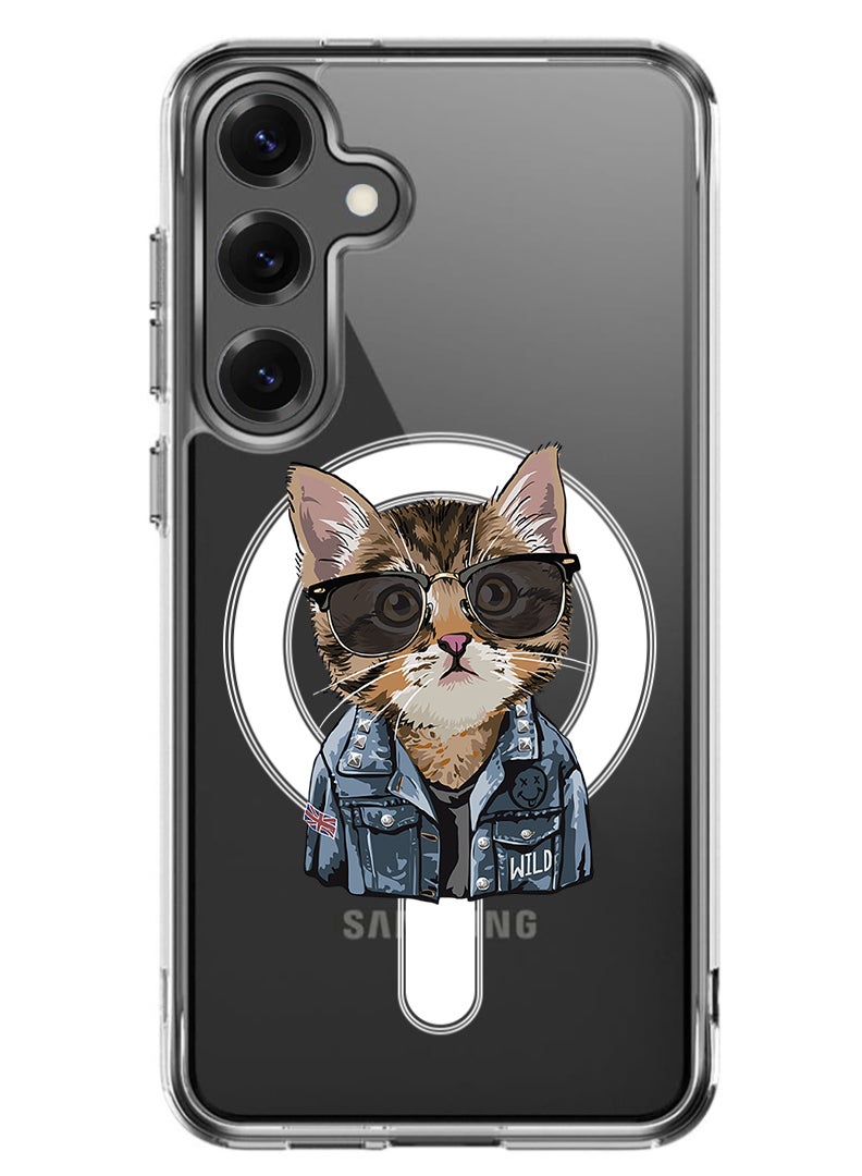 Theodor Magnetic Case for Samsung Galaxy S25 Plus 6.7-inch Compatible with MagSafe Wireless Charging, Shockproof Phone Bumper Cover swag cat - Image 1