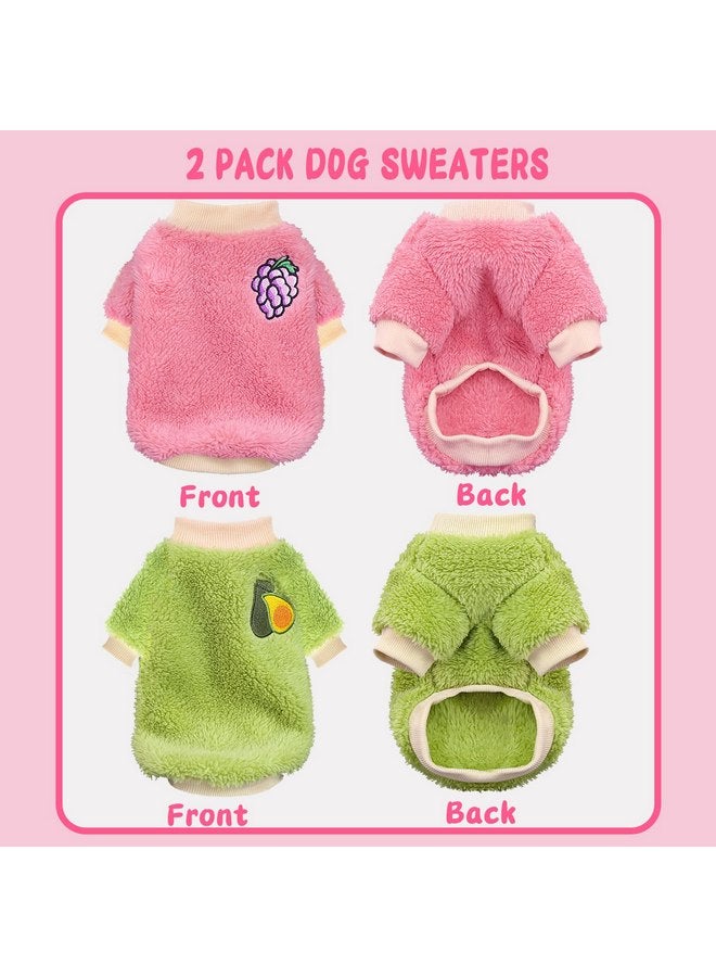 كنزات كلاب مقاس XXS للكلاب الصغيرة والبنات، قطعتان من الكنزات الصوفية الدافئة للكلاب الصغيرة لفصل الشتاء، سترة جرو لطيفة، سترة شيواوا، ملابس كلاب صغيرة للبنات - Image 2